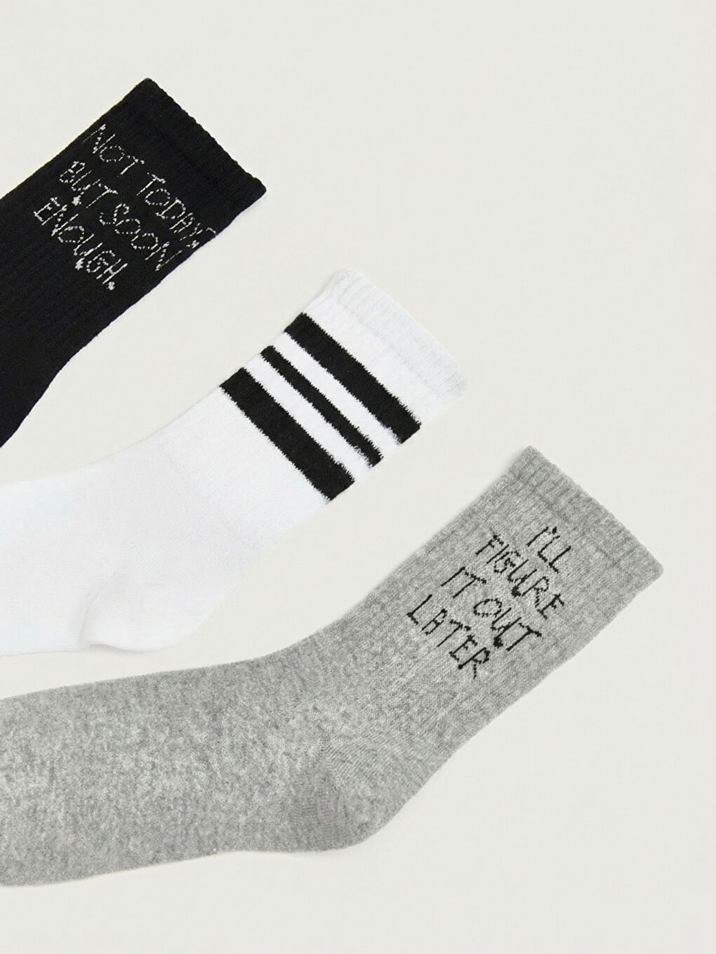 Siyah Erkek Çocuk Yazı Baskılı 3'lü Soket Çorap-1