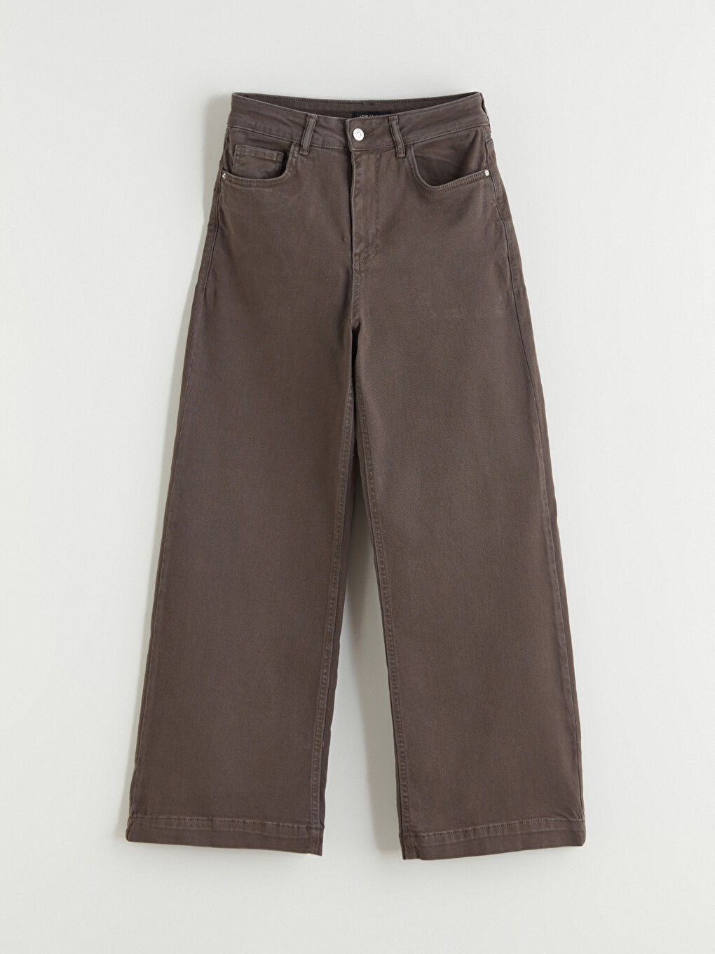 Kahverengi Wideleg Kadın Jean Pantolon-4