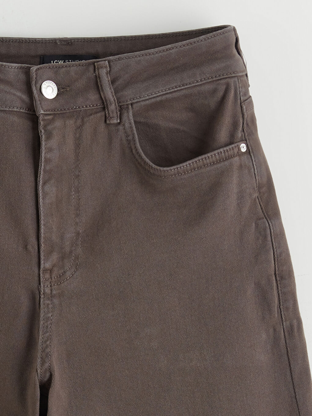 Kahverengi Wideleg Kadın Jean Pantolon-6