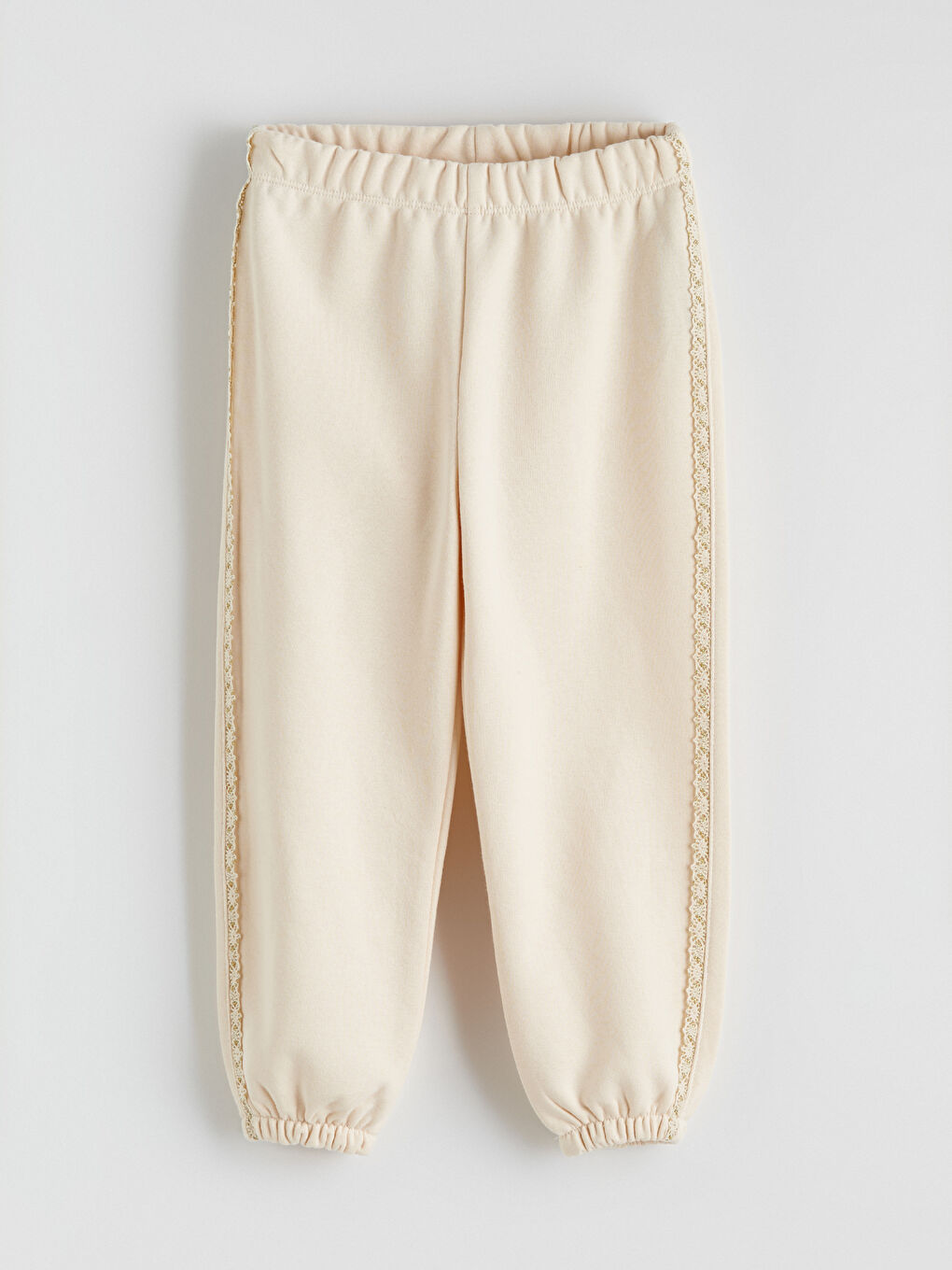 Bej Beli Lastikli Kız Çocuk Jogger Eşofman Altı