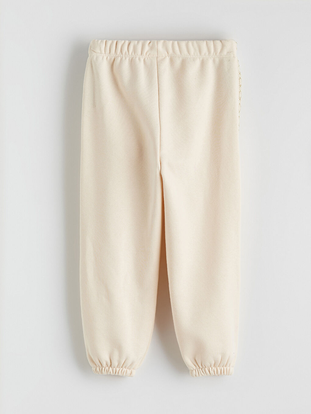 Bej Beli Lastikli Kız Çocuk Jogger Eşofman Altı-3