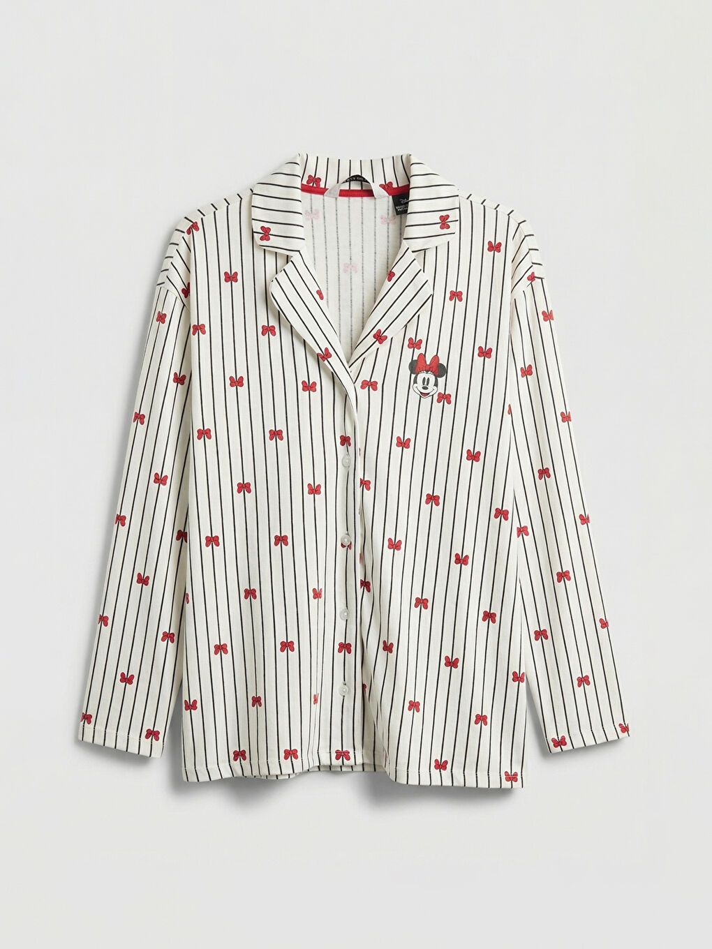 Ekru Minnie Mouse Baskılı Kadın Pijama Takım-5