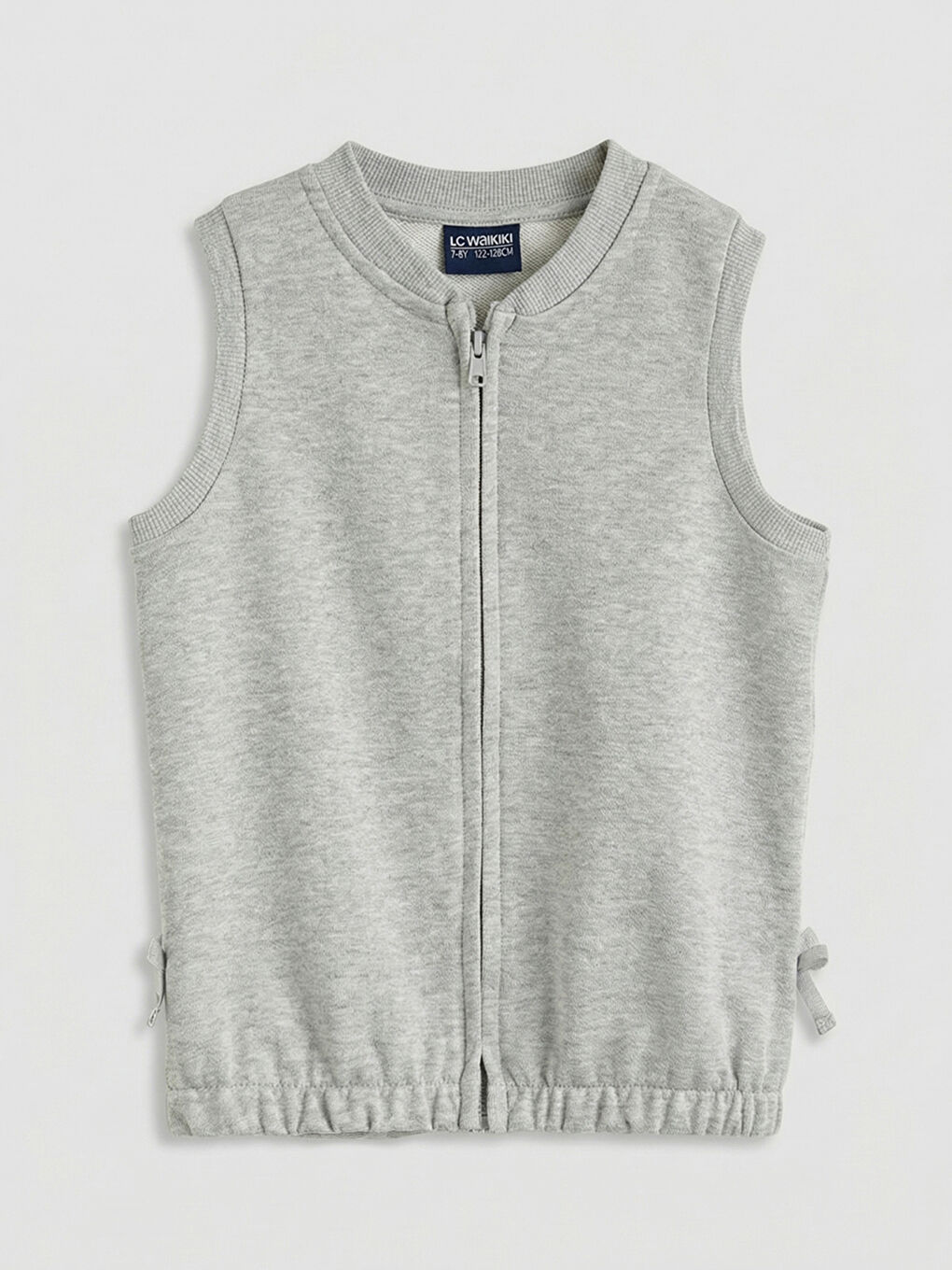 Gri Fermuar Kapamalı Kız Çocuk Yelek