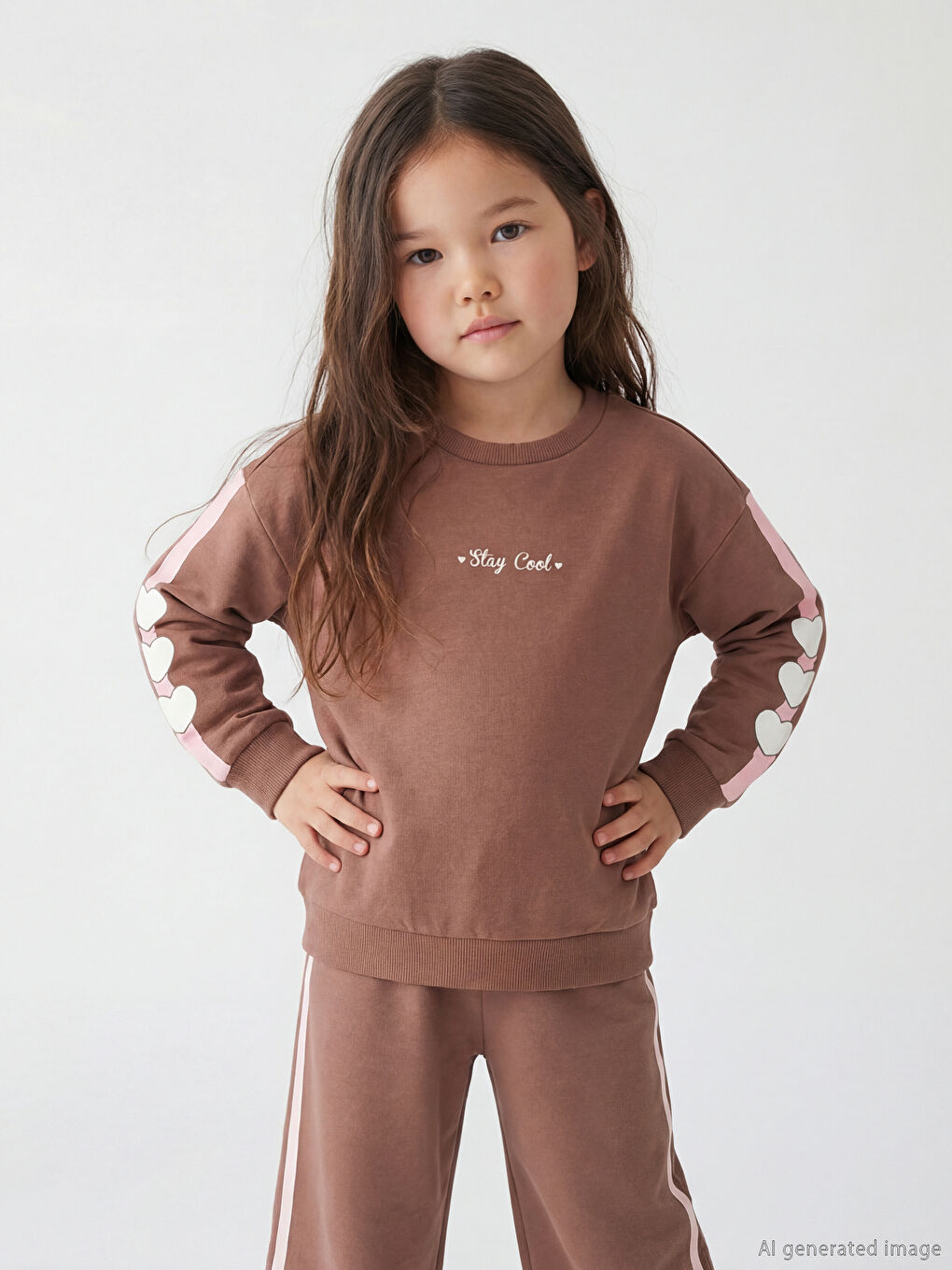 Меко момичешко суитчърче с принт на сърце и надпис.