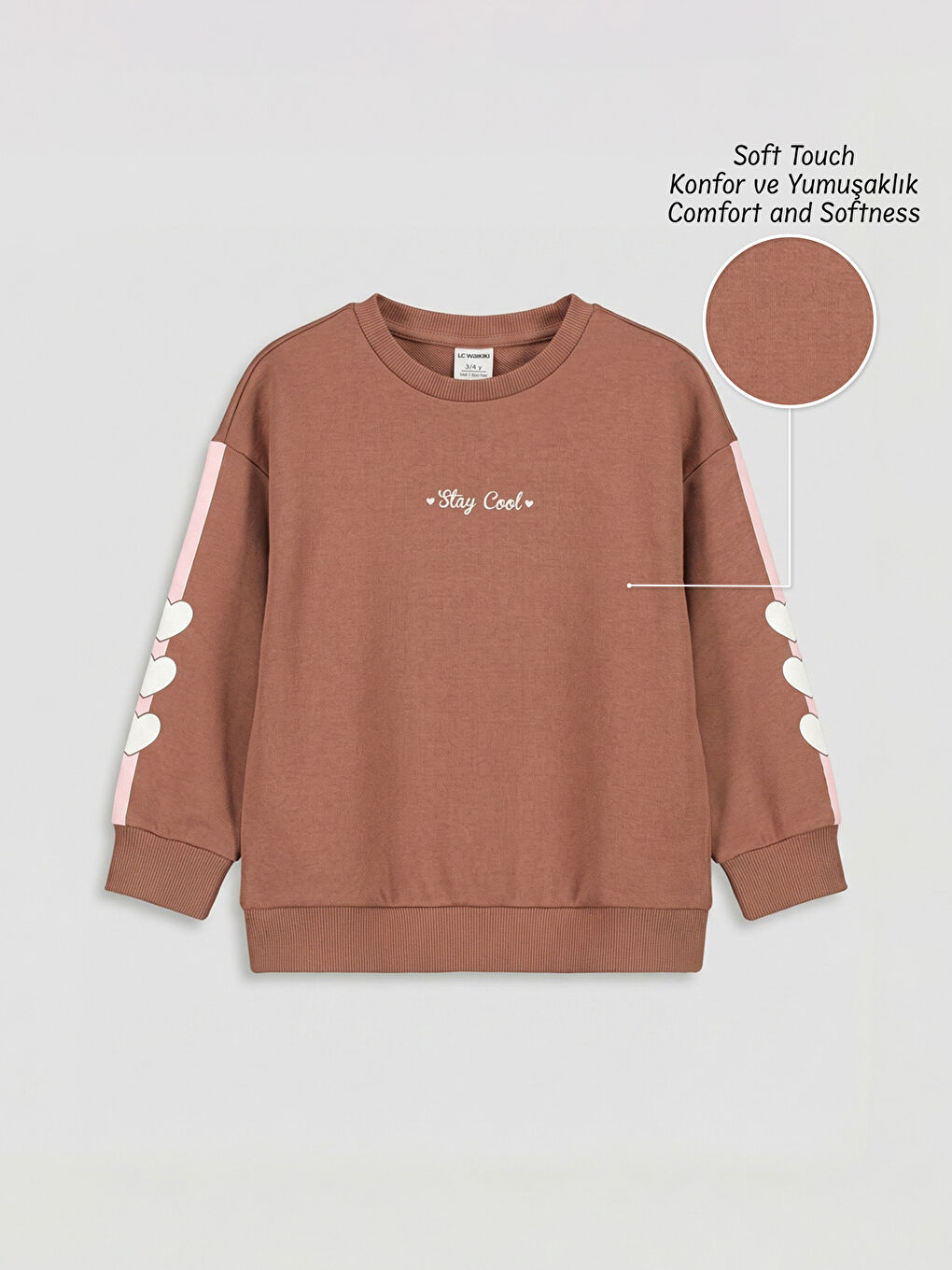 Меко момичешко суитчърче с принт на сърце и надпис.-1