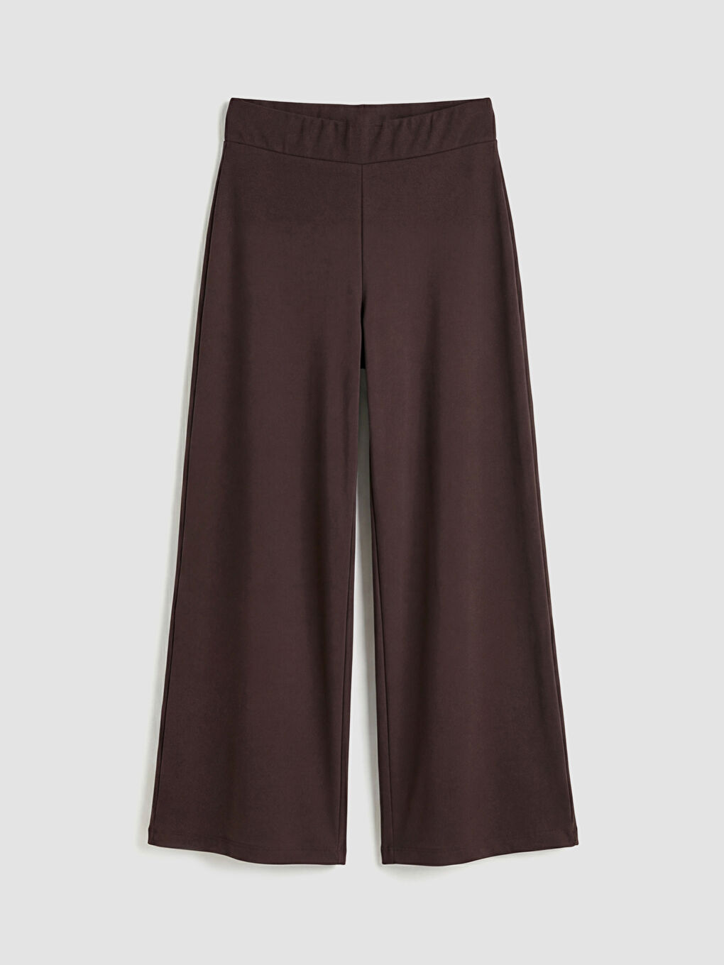 Kahverengi Beli Lastikli Geniş Paça Kesim Kadın Pantolon