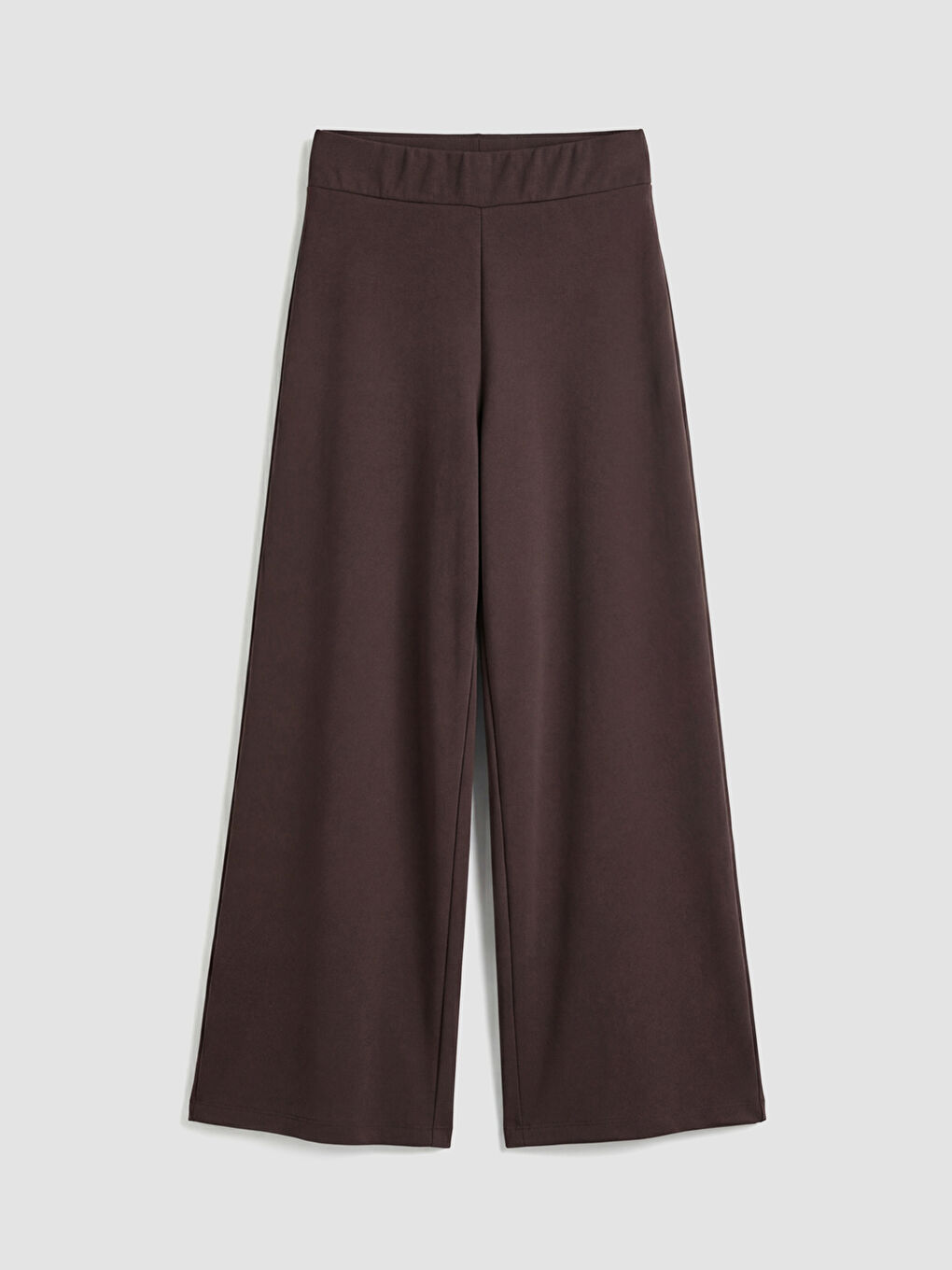 Kahverengi Beli Lastikli Geniş Paça Kesim Kadın Pantolon-1