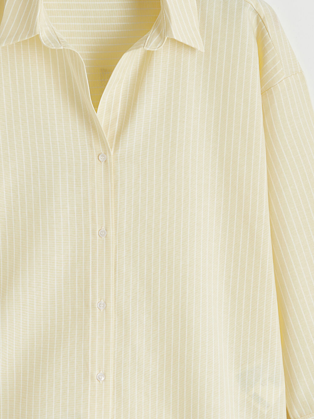Sarı Çizgili Oversize Oxford Kadın Gömlek-5
