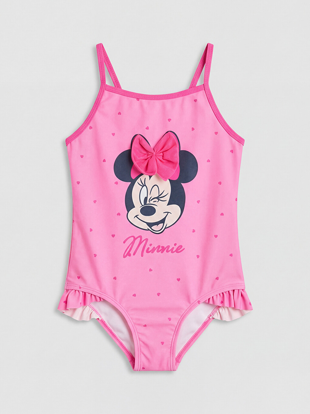 Pembe Minnie Mouse Baskılı Kız Çocuk Mayo