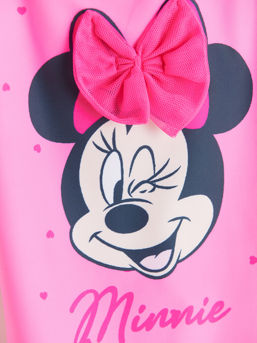 Pembe Minnie Mouse Baskılı Kız Çocuk Mayo-2