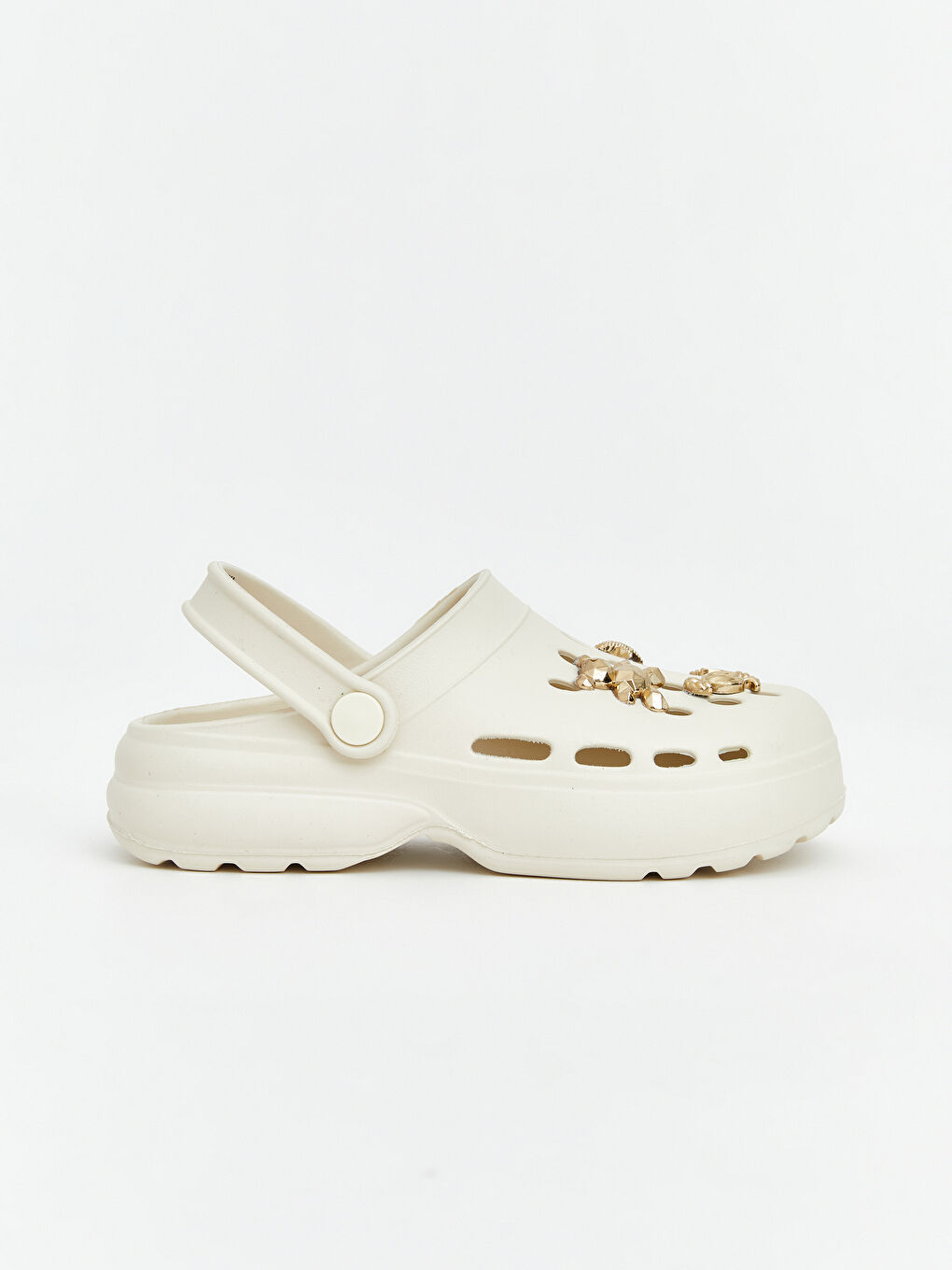 Bej Baskılı Kız Çocuk Plaj Sandaleti-1