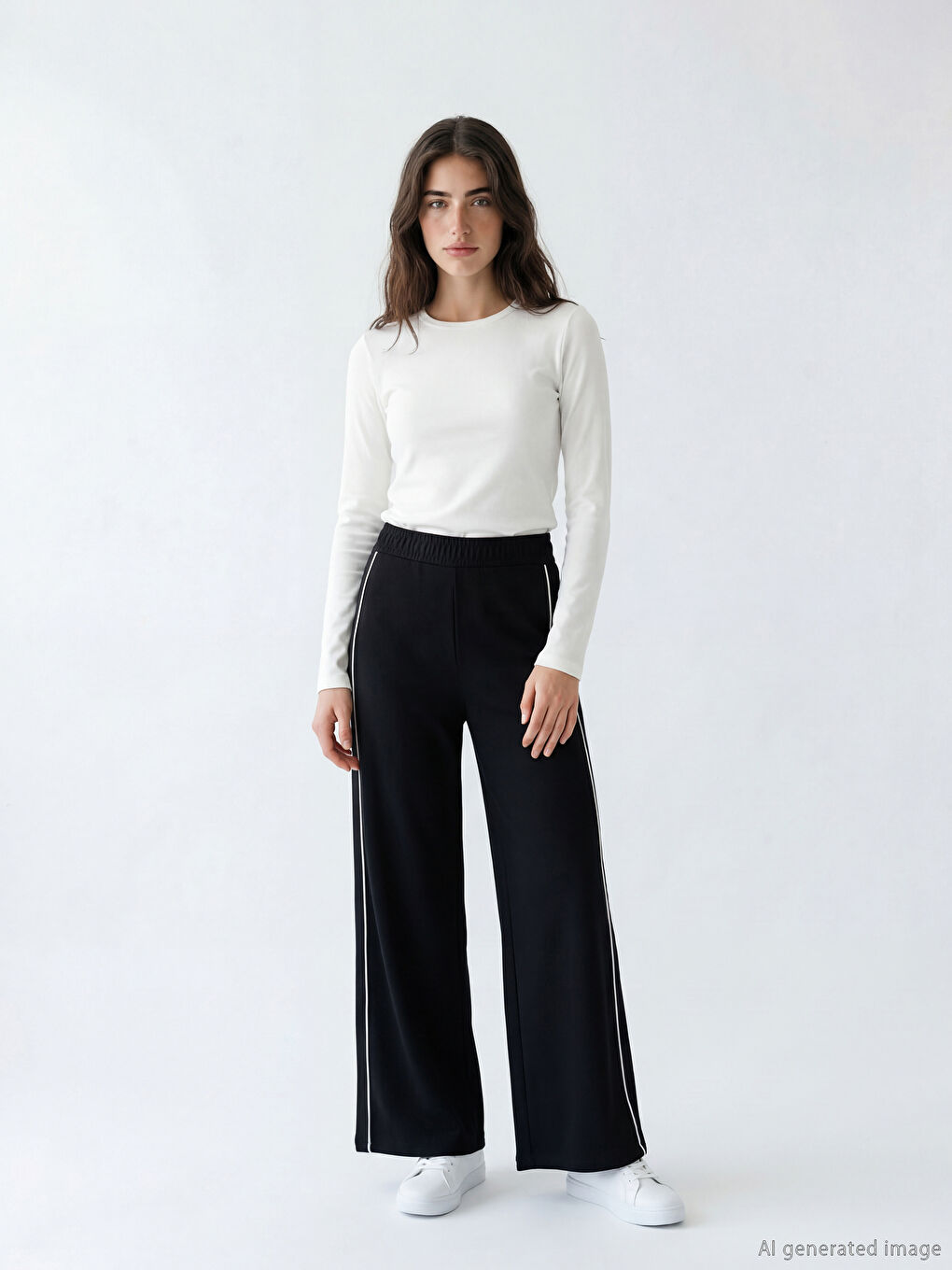 Siyah Beli Lastikli Soft Touch Kadın Eşofman Altı