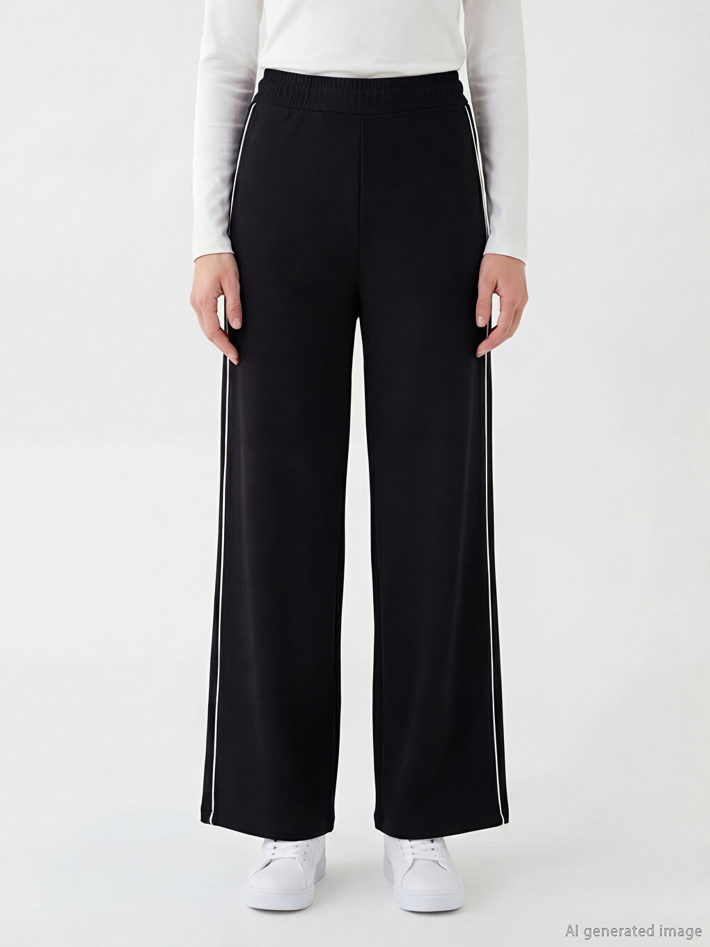 Siyah Beli Lastikli Soft Touch Kadın Eşofman Altı-1