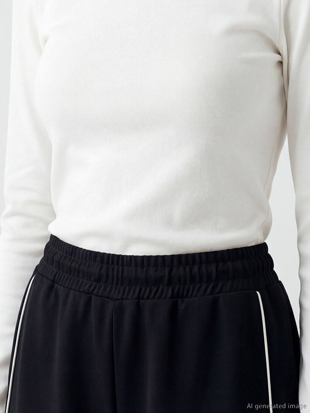 Siyah Beli Lastikli Soft Touch Kadın Eşofman Altı-2