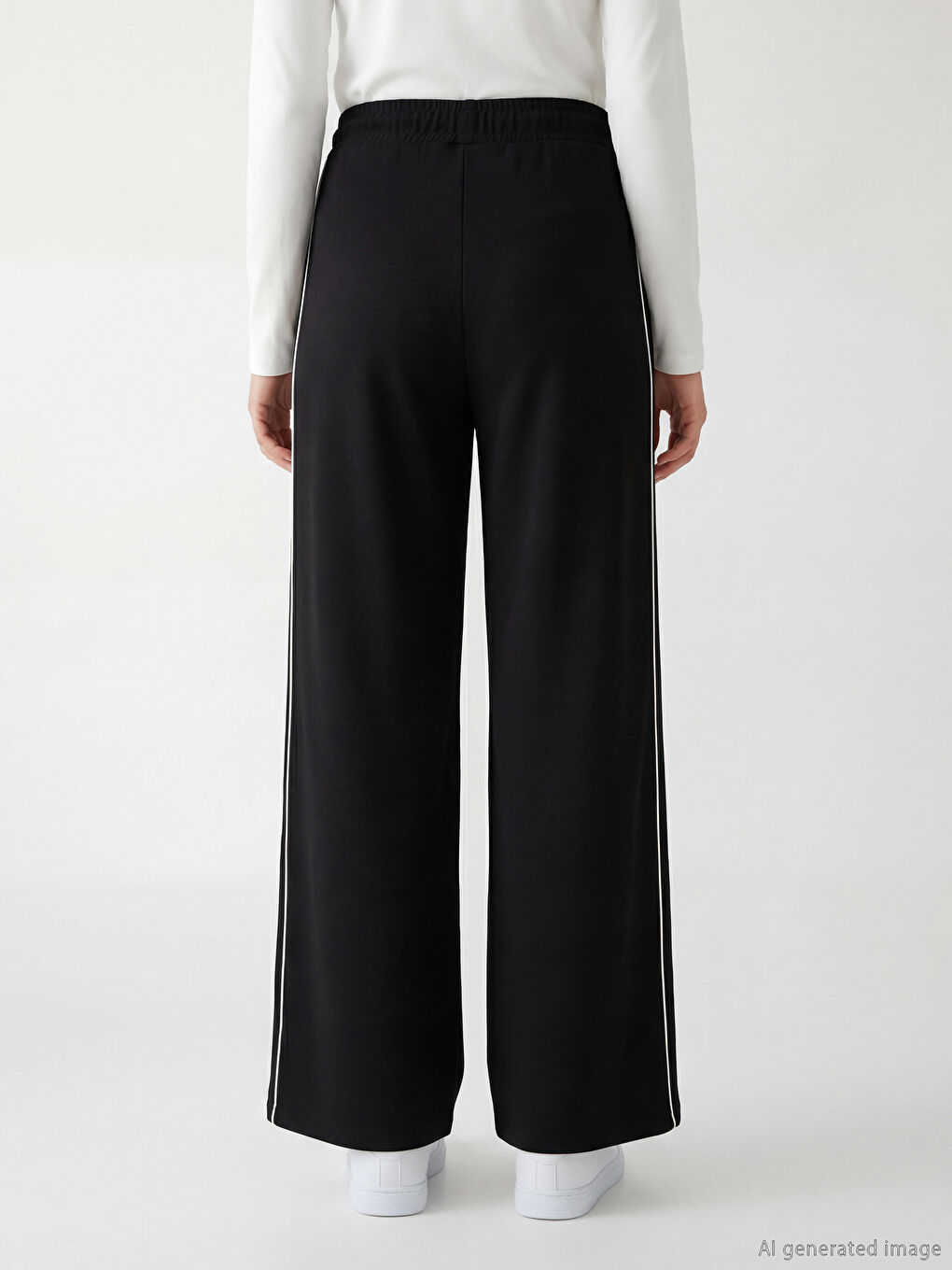 Siyah Beli Lastikli Soft Touch Kadın Eşofman Altı-3