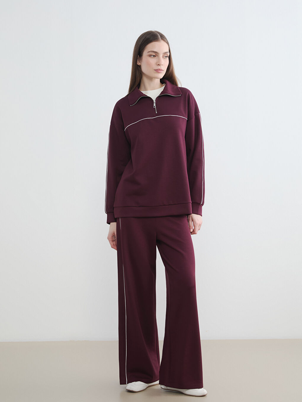 Mürdüm Beli Lastikli Soft Touch Kadın Eşofman Altı-1