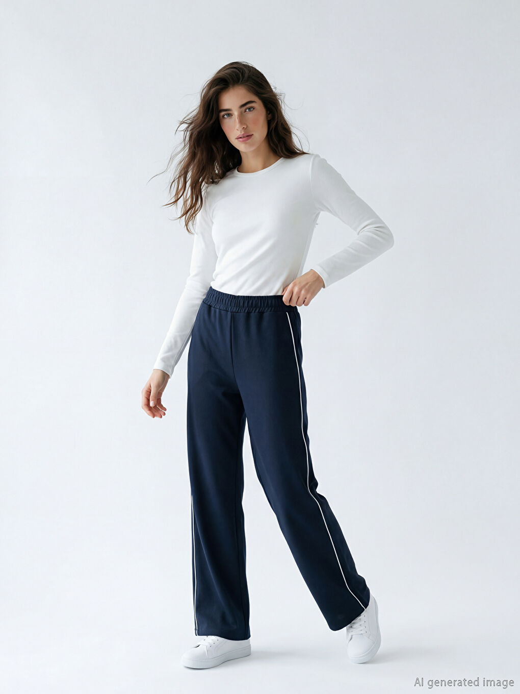 Lacivert Beli Lastikli Soft Touch Kadın Eşofman Altı