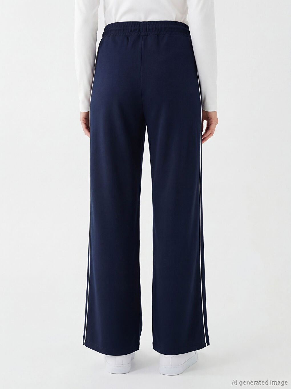 Lacivert Beli Lastikli Soft Touch Kadın Eşofman Altı-3