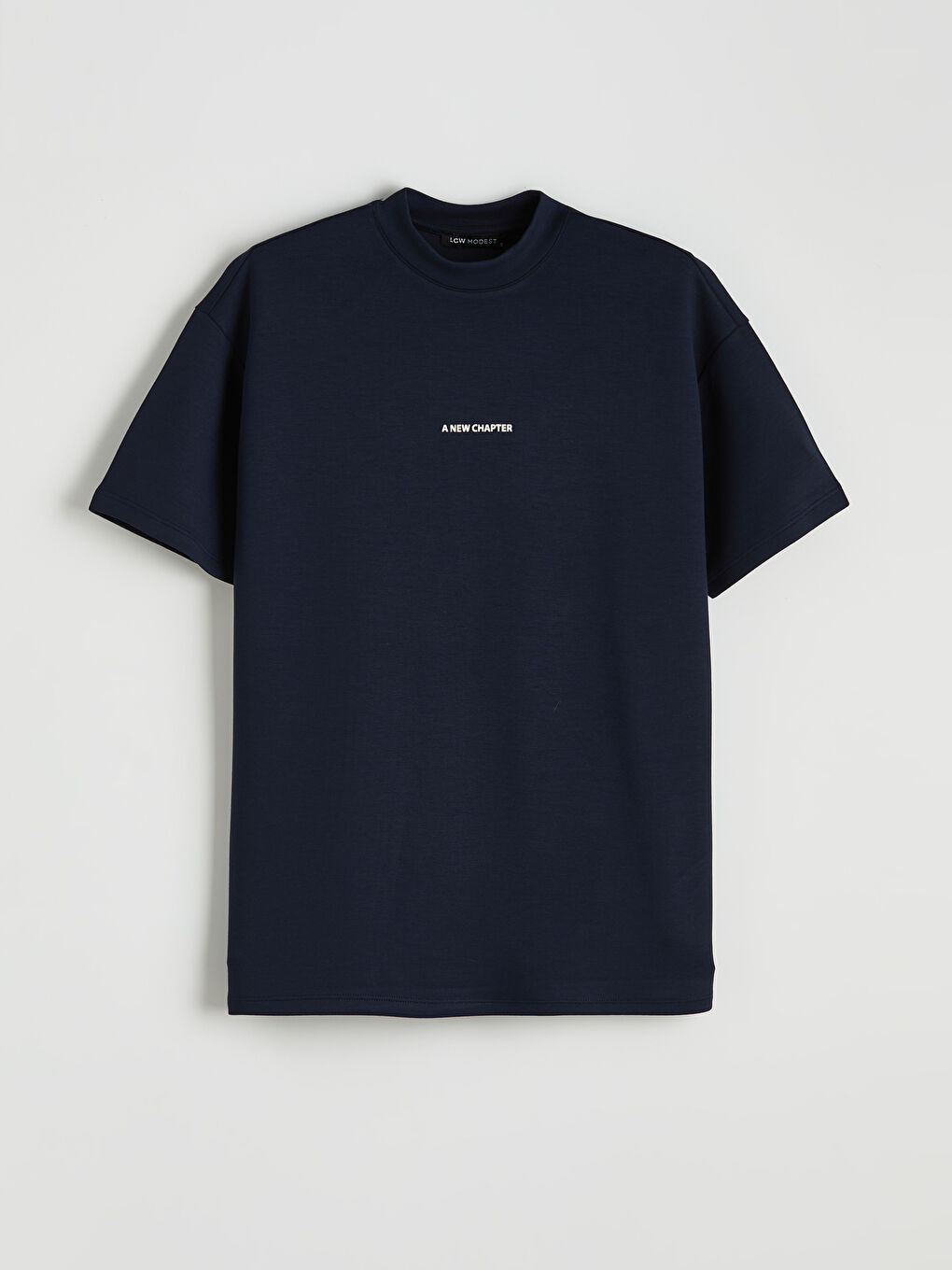 Lacivert Bisiklet Yaka Baskılı Kadın Tişört