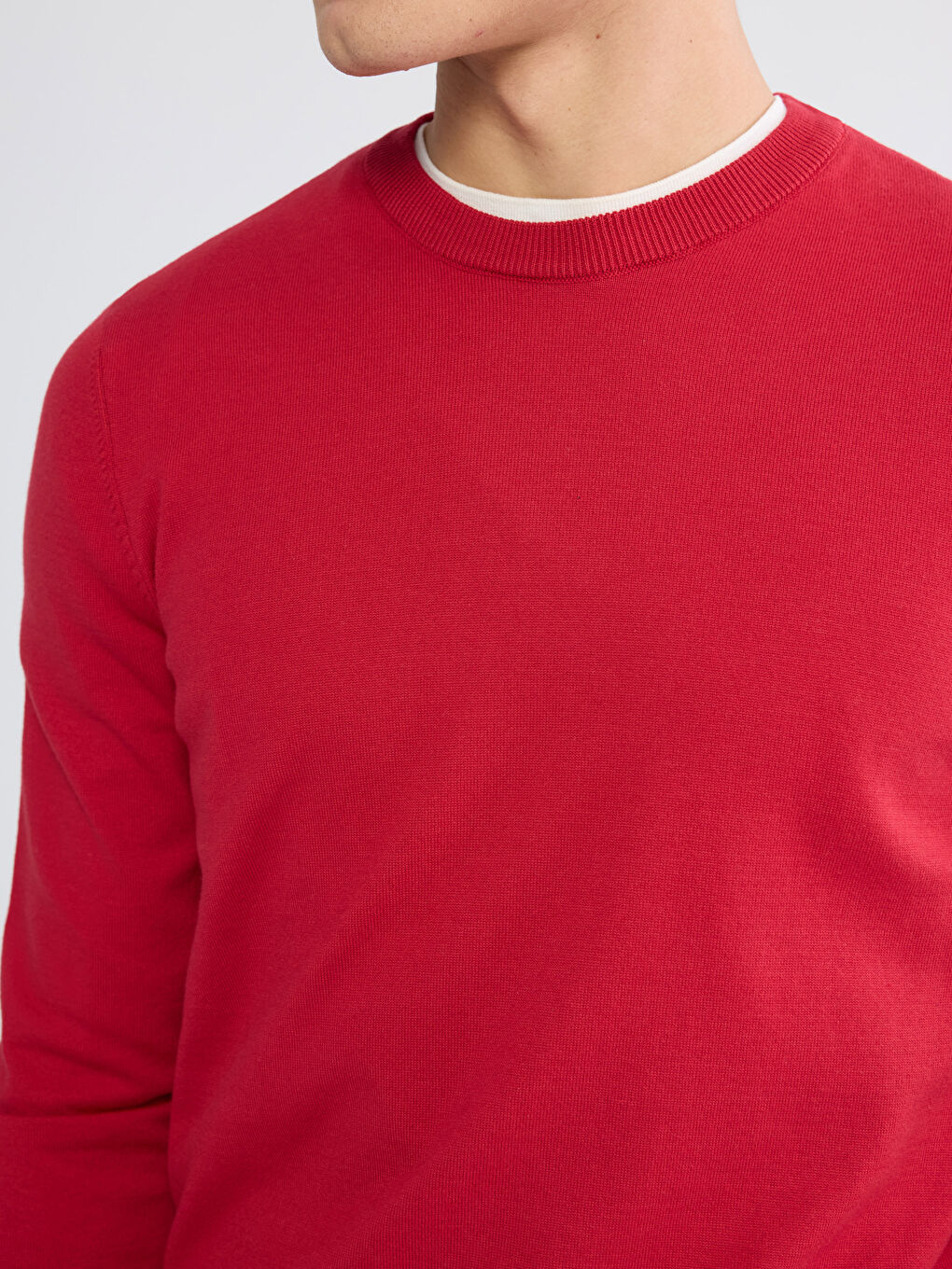 Kırmızı Bisiklet Yaka Erkek Triko Kazak-2