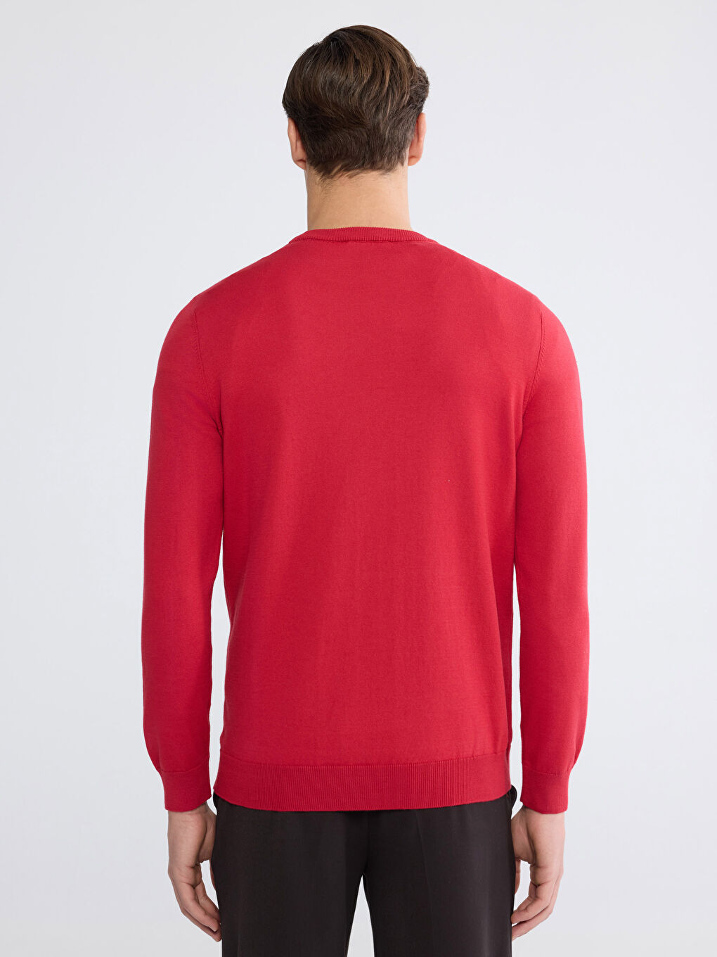 Kırmızı Bisiklet Yaka Erkek Triko Kazak-3