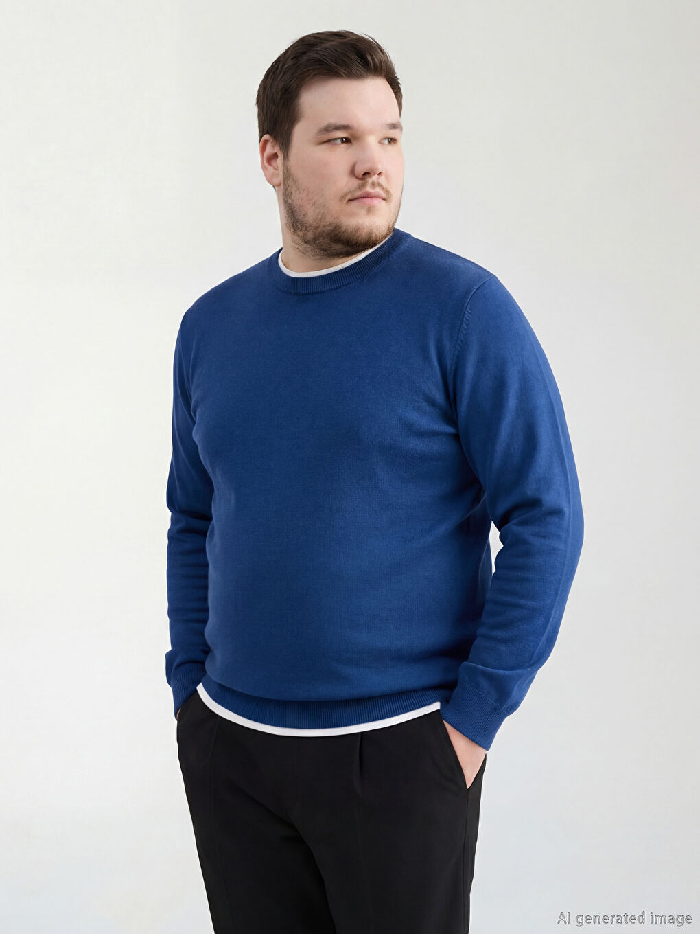 Lacivert Bisiklet Yaka Erkek Triko Kazak-1