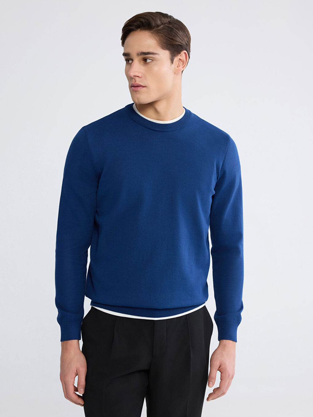 Crew Neck Long Sleeve Men's Tricot Sweater