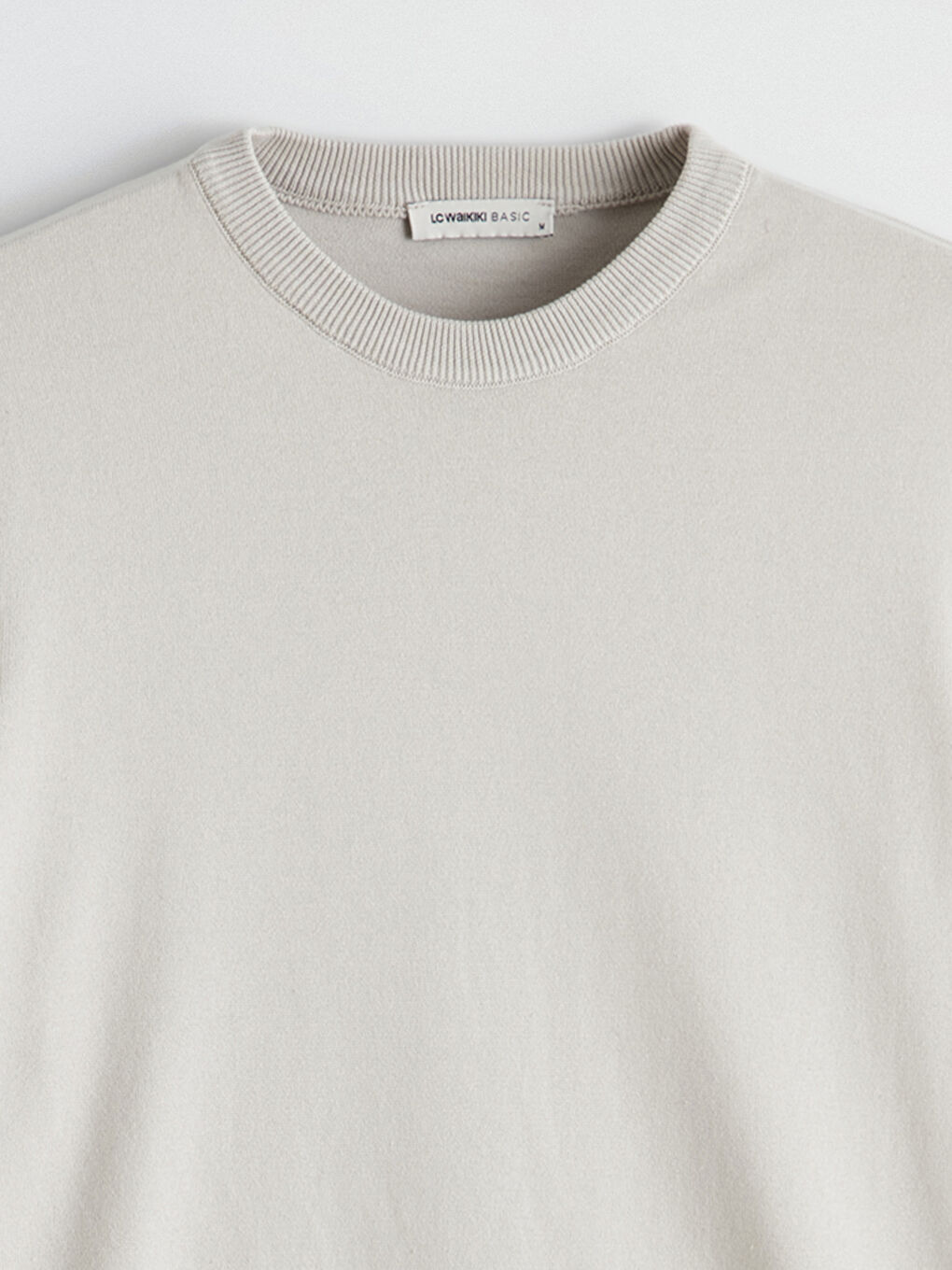 Bej Bisiklet Yaka Erkek Triko Kazak-1