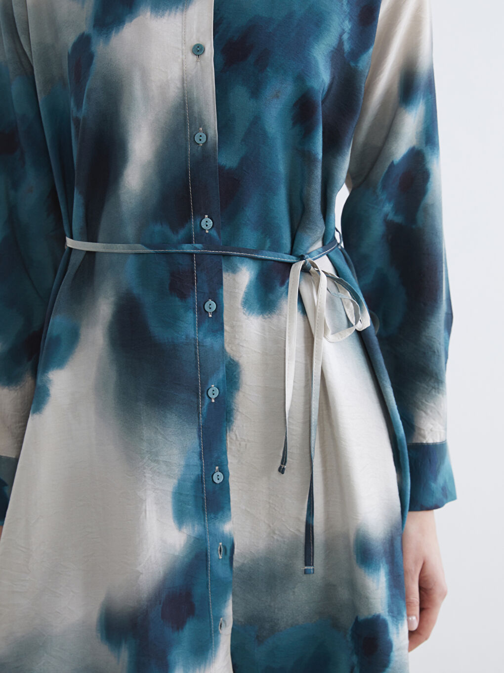 Patterned Women's Tunic Shirt with Belt-2