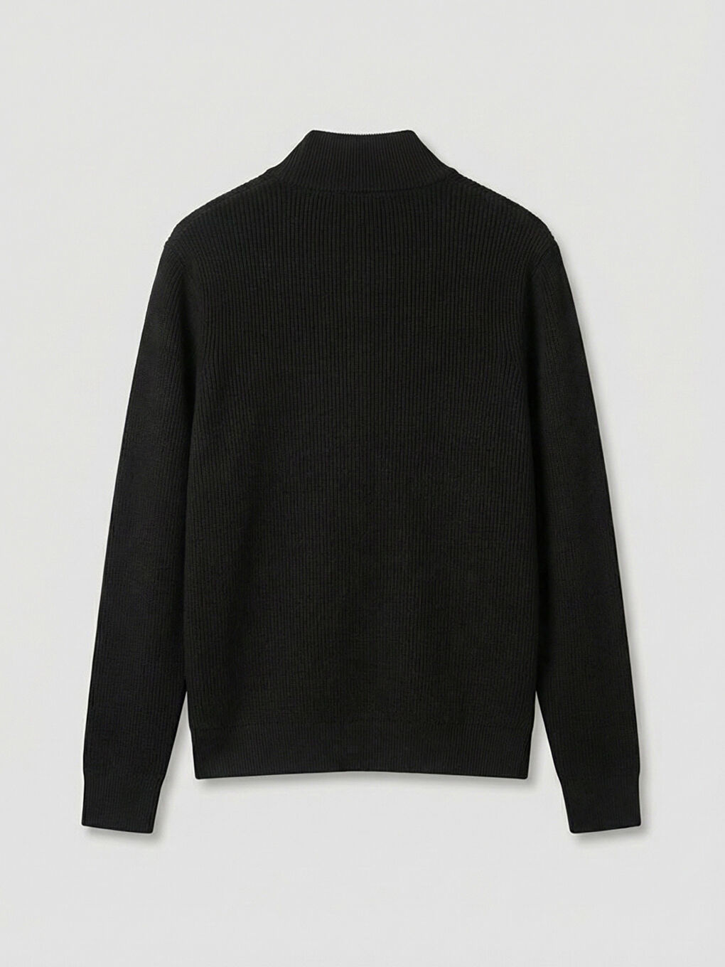 Siyah Standart Kalıp Dik Yaka Erkek Triko Hırka-5