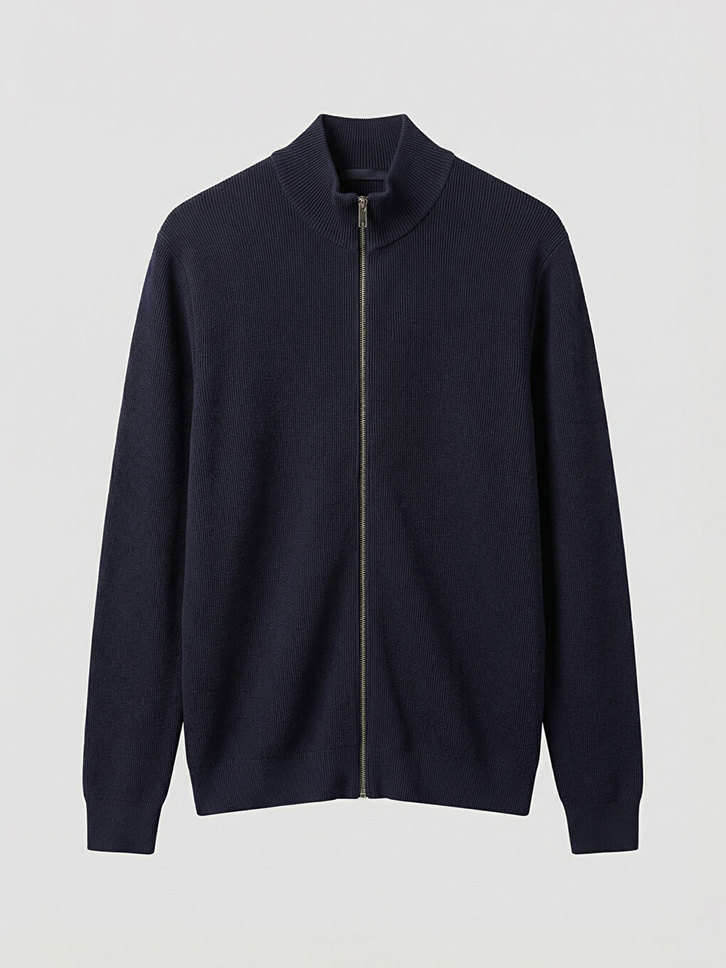 Lacivert Standart Kalıp Dik Yaka Erkek Triko Hırka-4