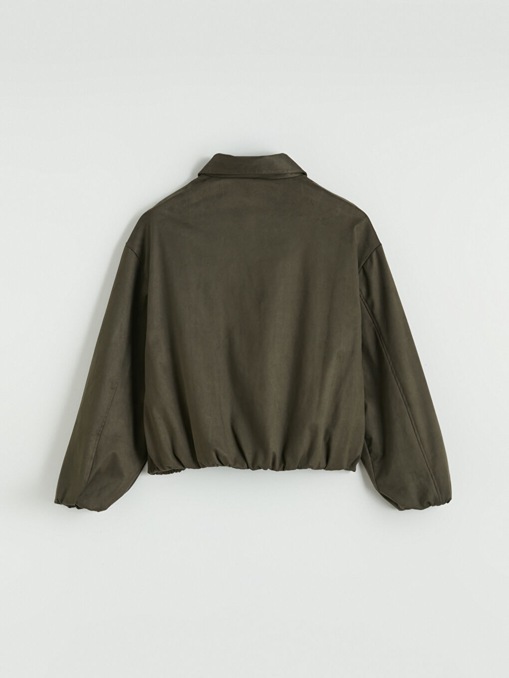 Haki Gömlek Yaka Süet Görünümlü Kadın Ceket-8