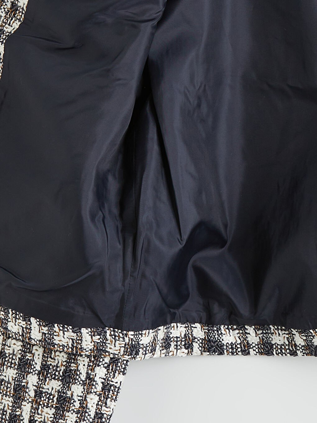 Gri Bisiklet Yaka Ekose Kadın Tüvit Ceket-1