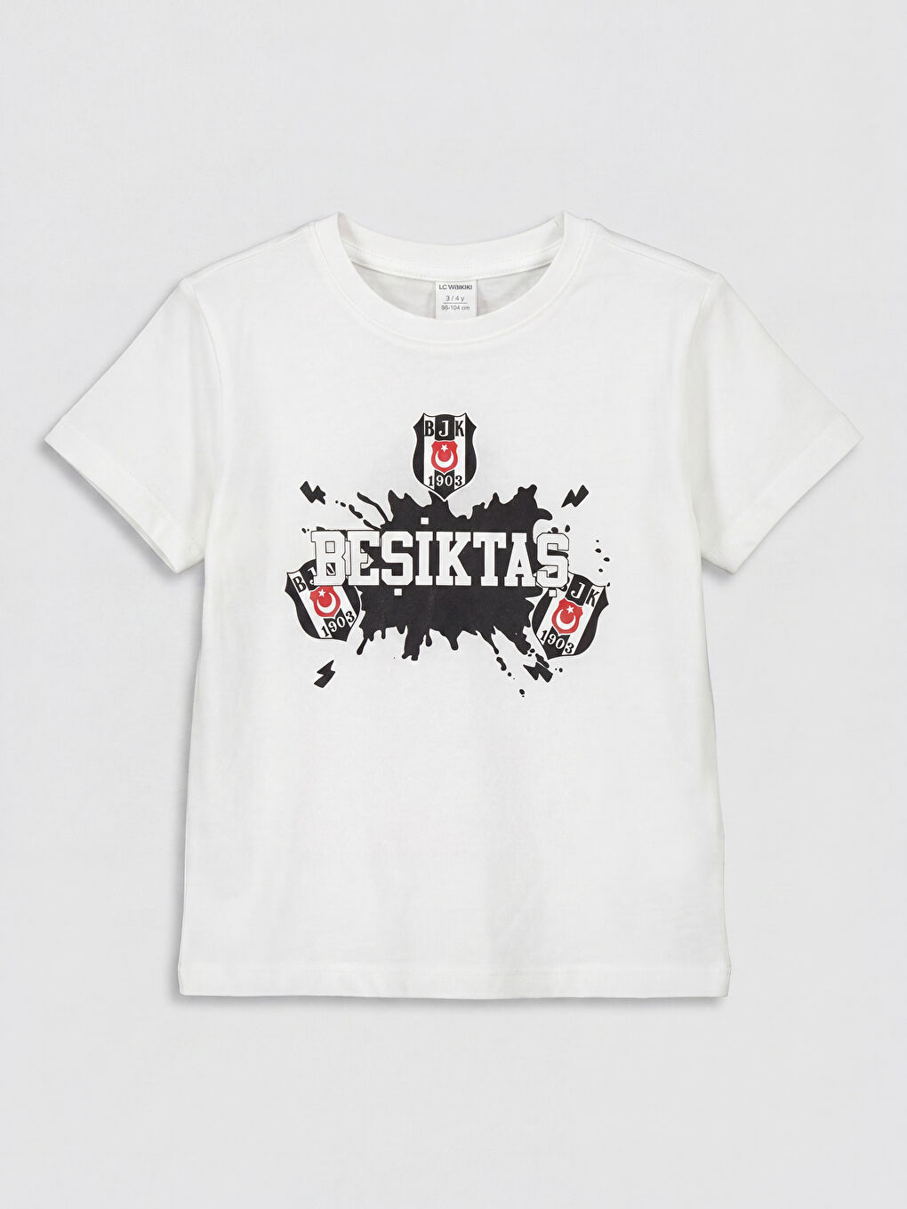 Beyaz Beşiktaş Baskılı Erkek Çocuk Şortlu Pijama Takımı-1