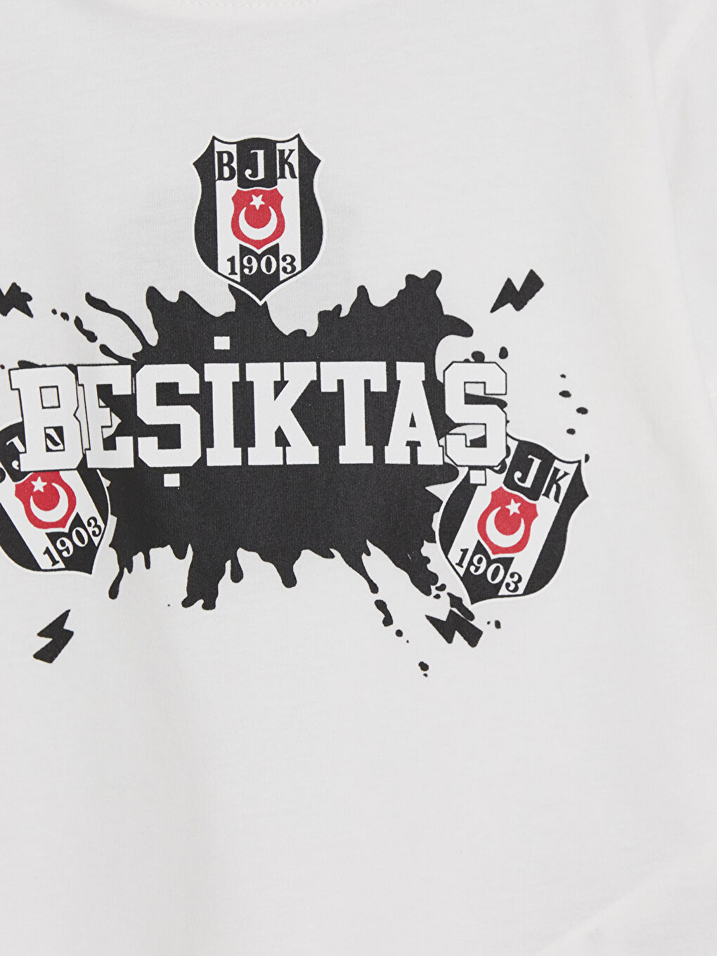 Beyaz Beşiktaş Baskılı Erkek Çocuk Şortlu Pijama Takımı-5