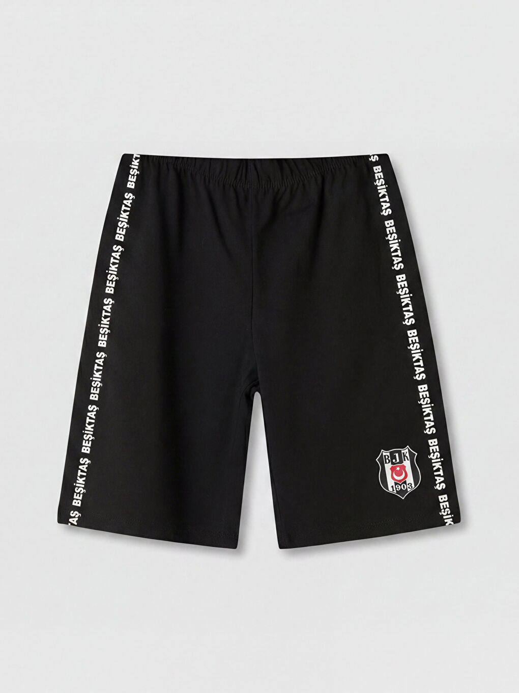Beyaz Bisiklet Yaka Erkek Çocuk Beşiktaş Baskılı Pijama Takımı-3