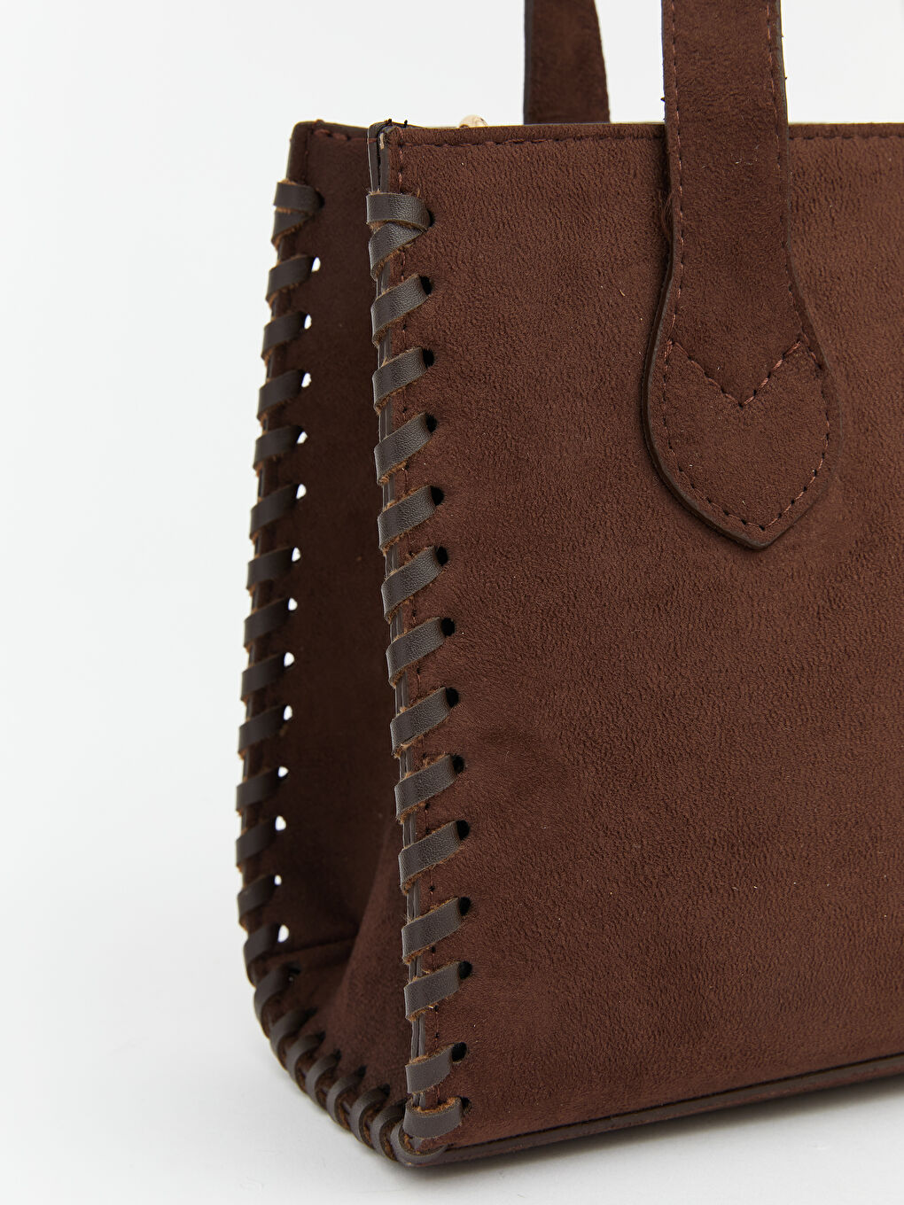 Kahverengi El Saplı Dikiş Detaylı Kadın Omuz Çantası-3