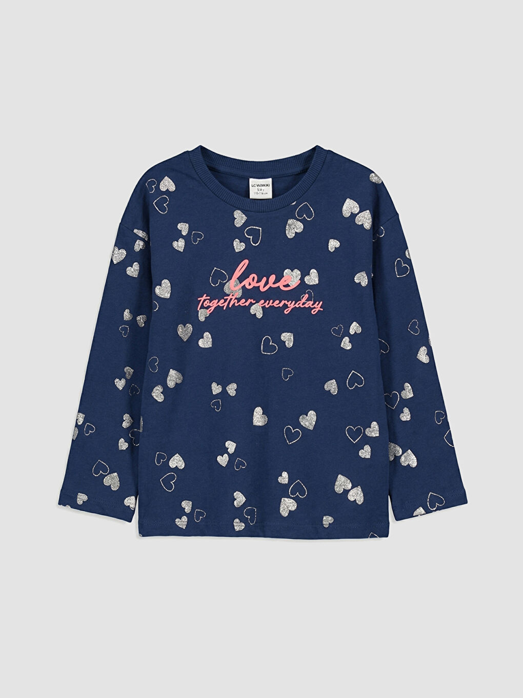 Lacivert Baskılı Kız Çocuk Tişört ve Tayt-1