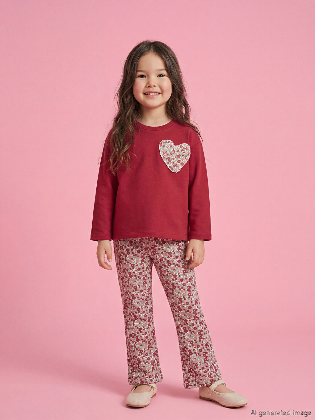 Квітковий комплект світшота та легінсів для дівчат-1