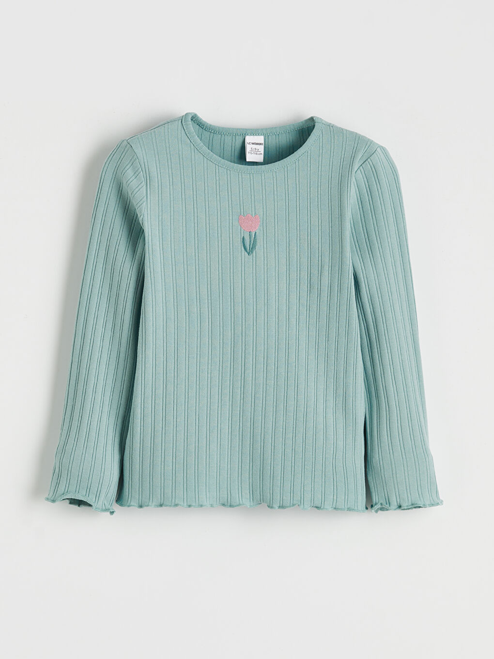 Yeşil Bisiklet Yaka Nakışlı Kız Çocuk Pijama Takımı-1