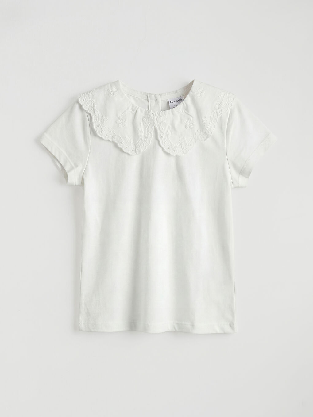 Ekru Bebe Yaka Kız Çocuk Tişört