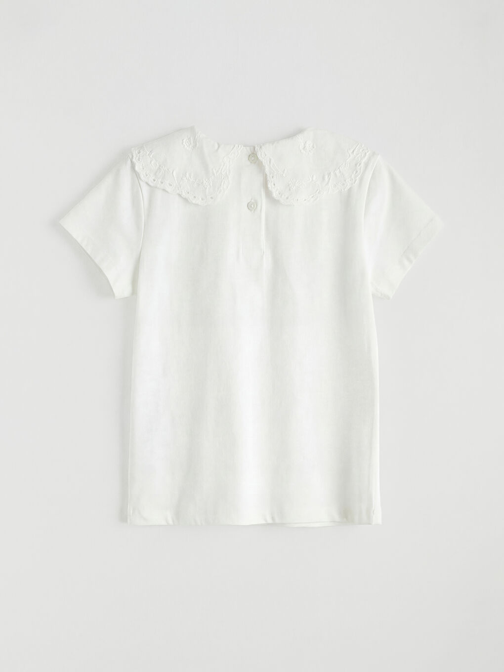 Ekru Bebe Yaka Kız Çocuk Tişört-1