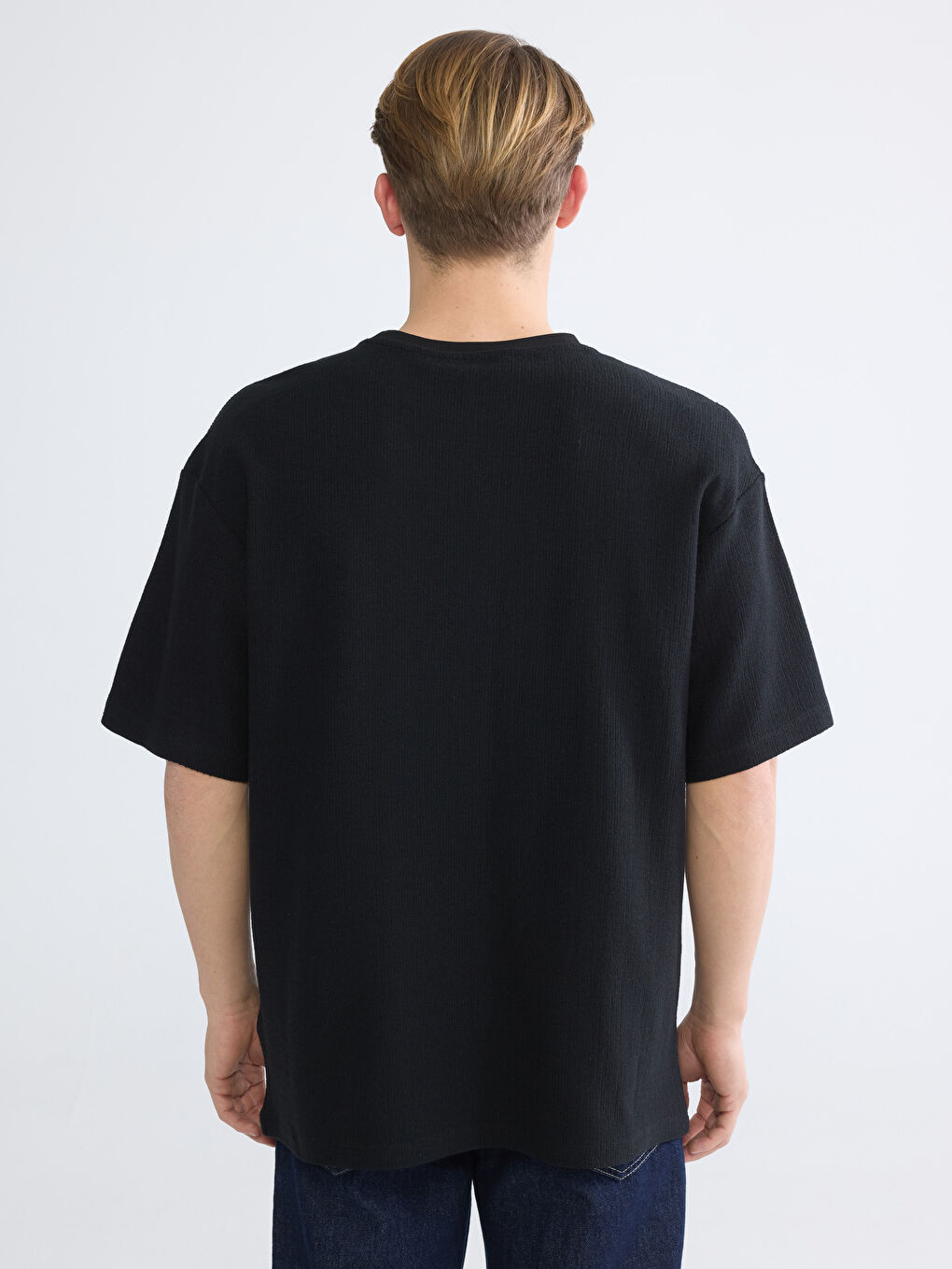 Siyah Bisiklet Yaka Erkek Tişört-3