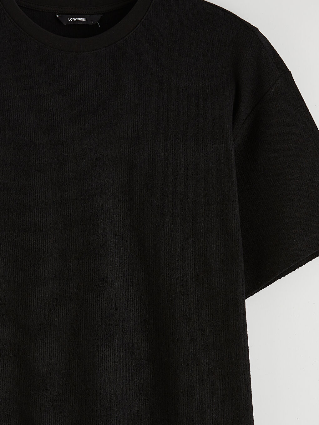 Siyah Bisiklet Yaka Erkek Tişört-1