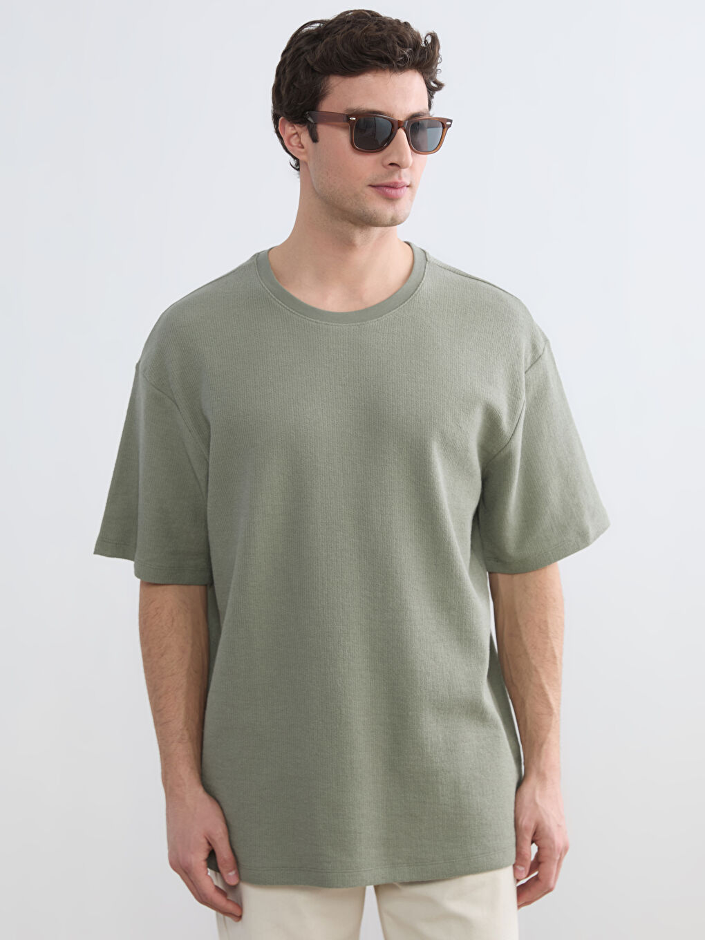 Haki Bisiklet Yaka Erkek Tişört