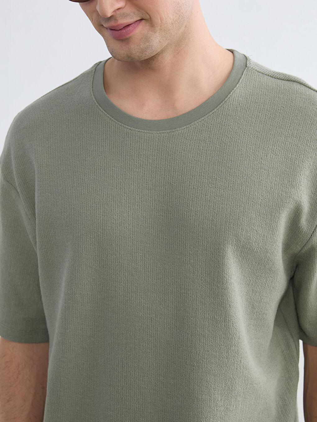 Haki Bisiklet Yaka Erkek Tişört-2