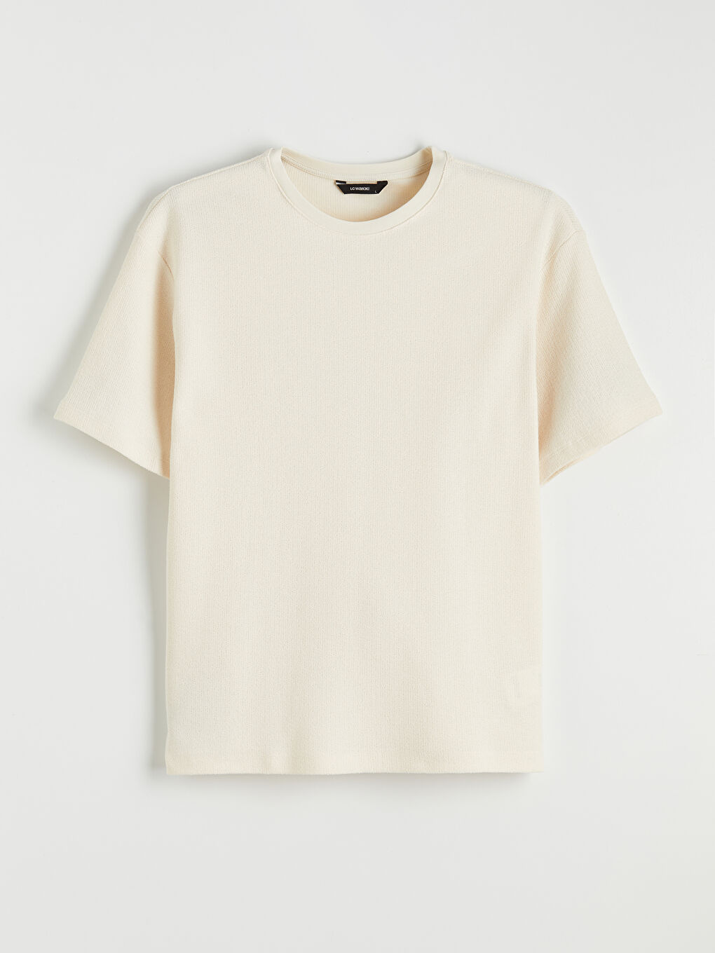 Bej Bisiklet Yaka Erkek Tişört-4