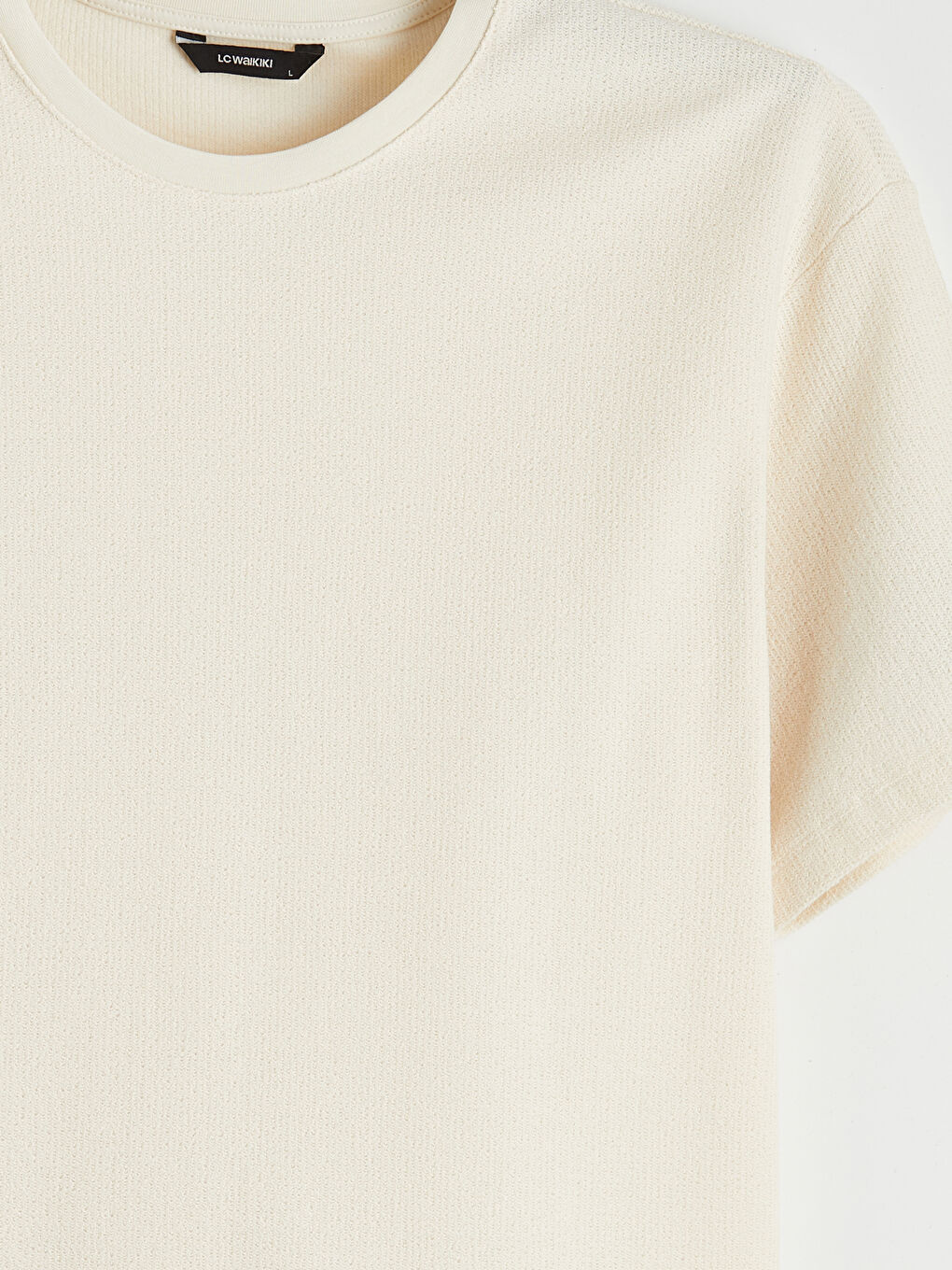 Bej Bisiklet Yaka Erkek Tişört-5