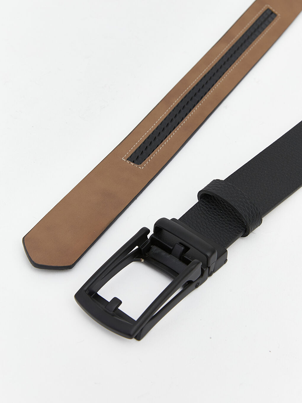 Siyah Deri Görünümlü Erkek Kemer-3