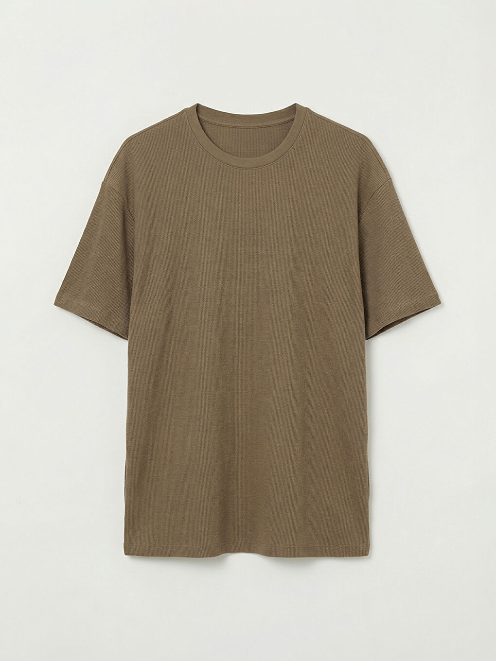 Kahverengi Oversize Bisiklet Yaka Erkek Tişört-4